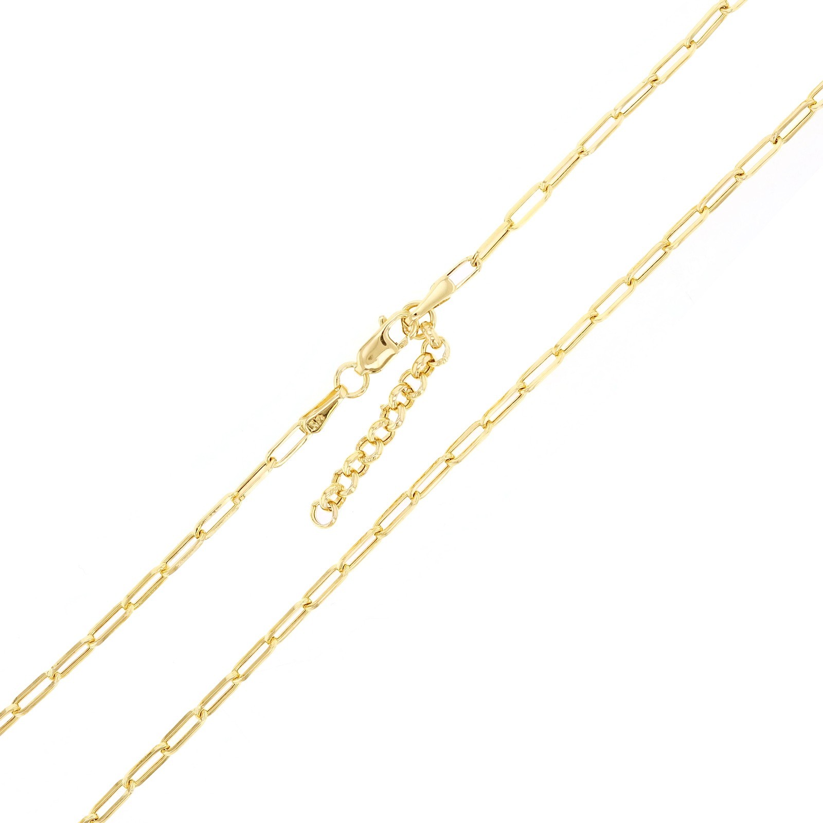 Italian 14k Yellow Gold Paper Clip Link Chain Necklace 18″ 2.2mm 2.7 grams