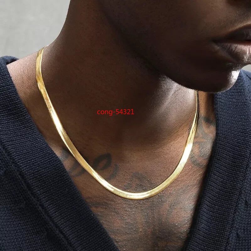 10K Solid Yellow Gold 5.5mm Flat Snake Chain Necklace 20″-