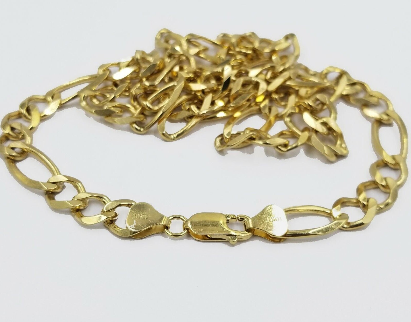 REAL 10k Gold SOLID Mens Necklace Figaro Link Chain 20″-30″ 10kt Yellow Gold 7mm