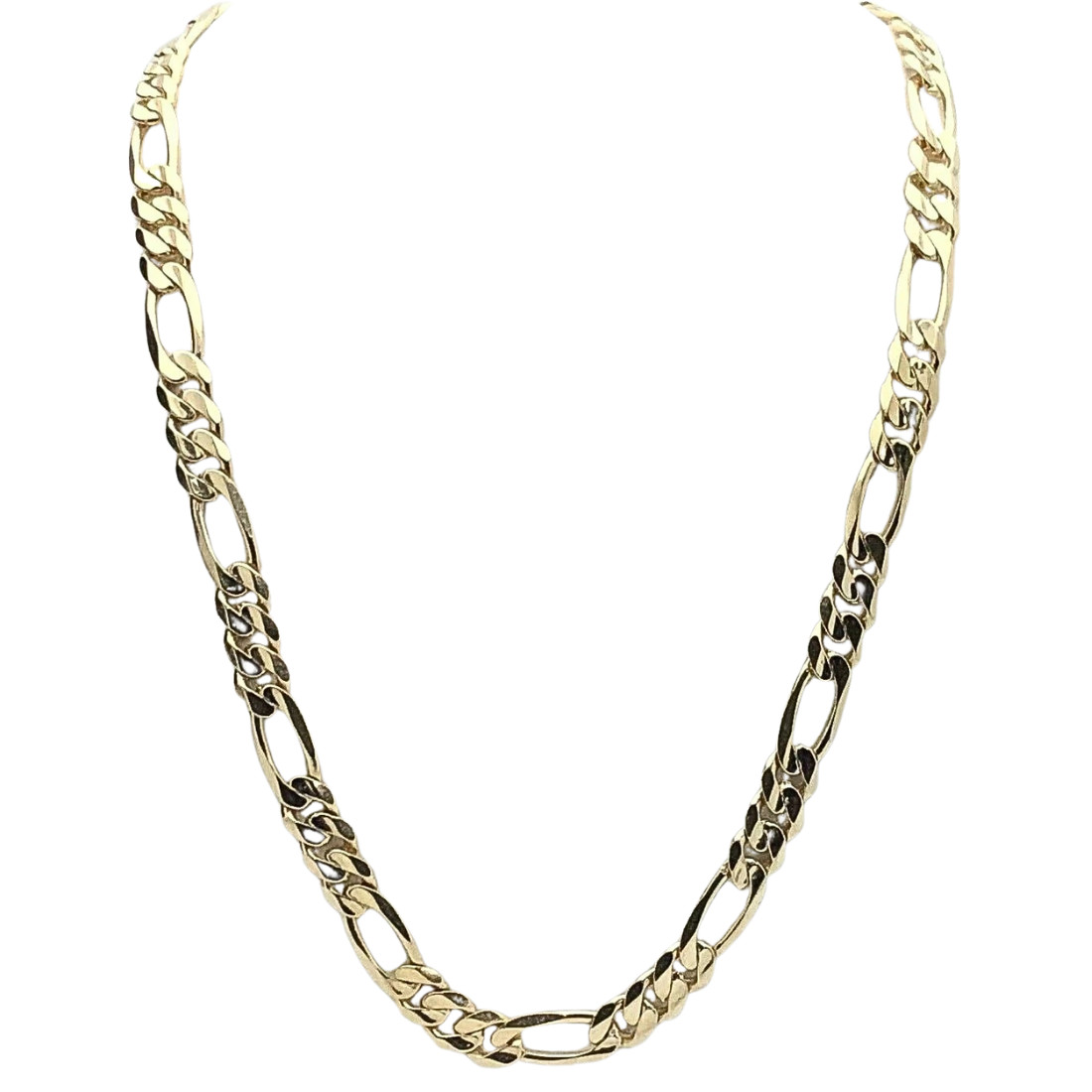 Men’s 14k Yellow Gold Necklace | Solid Chain Figaro Link 52 Grams | 20″ 7.75mm