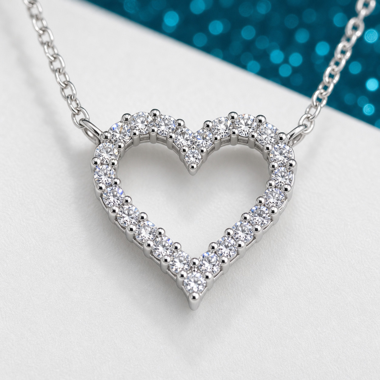 GRA-Certified 2 Carat Moissanite Heart Cable Chain Necklace 925 Sterling Silver