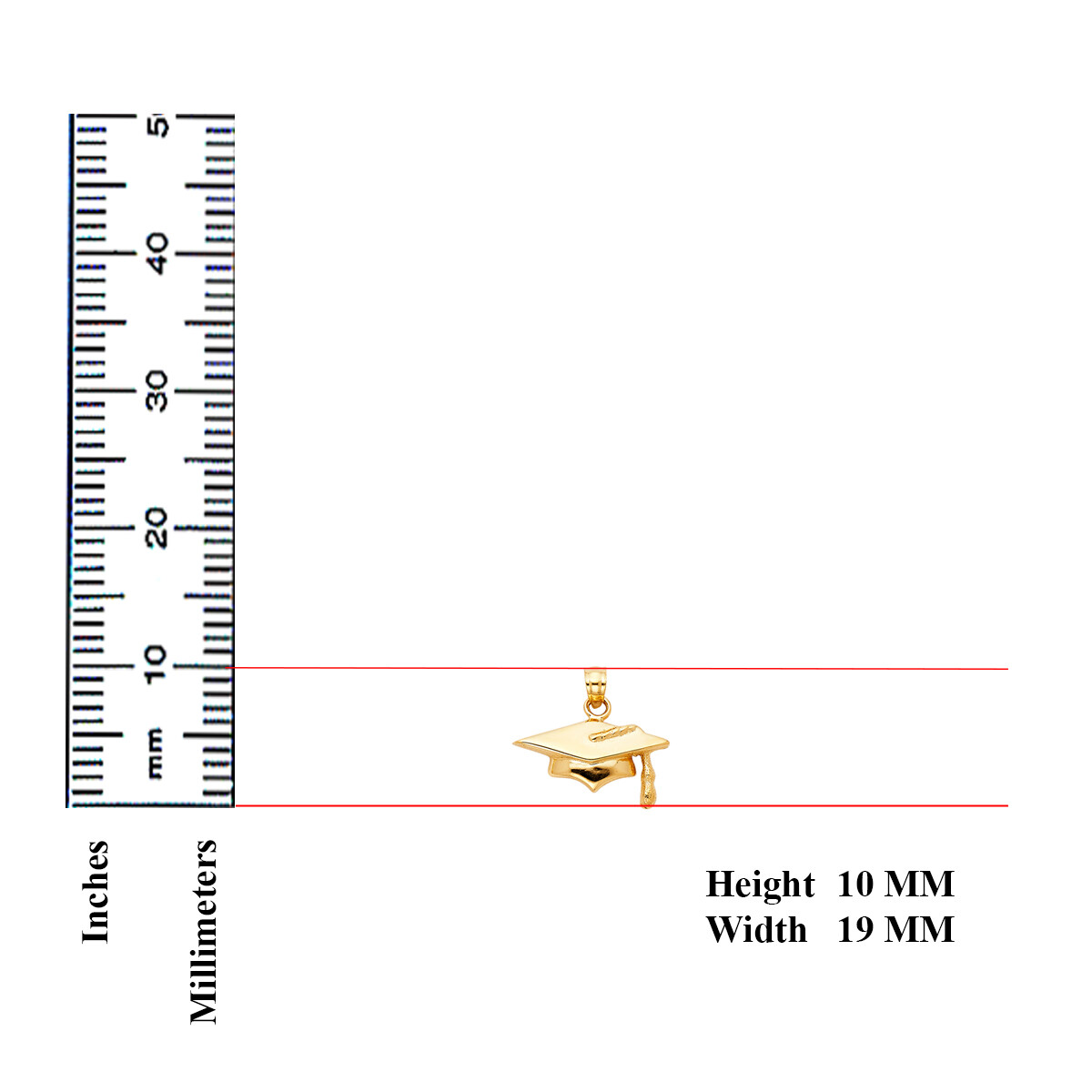 GOLD – 14K Yellow Gold Graduation Hat Charm Pendant For Necklace or Chain