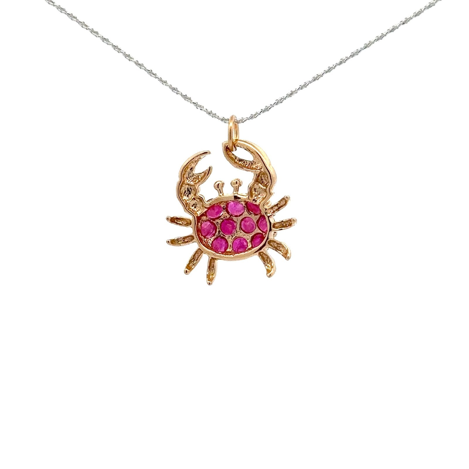 14KT. Yellow Gold Ruby Crab Pendant/Charm (15mm x 16mm)