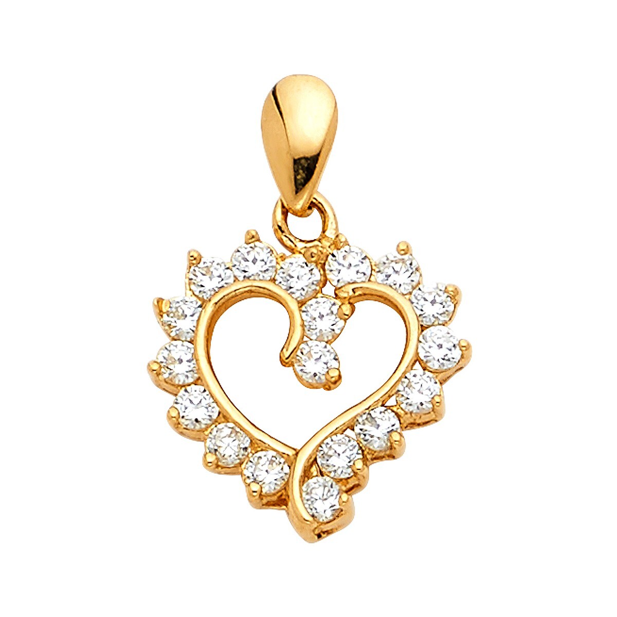 Gold 14K Yellow Gold Cubic zirconia Heart Pendant