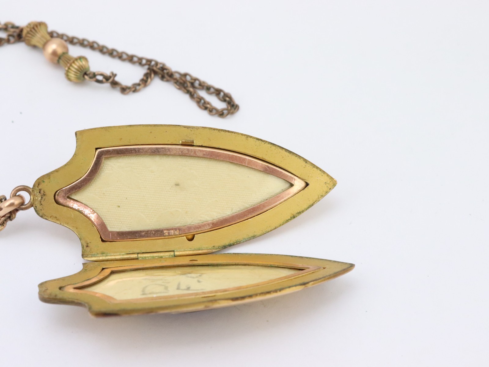 Vintage FLS Victorian Art Deco Paste Shield Locket Pendant Gold Filled 31 Grams