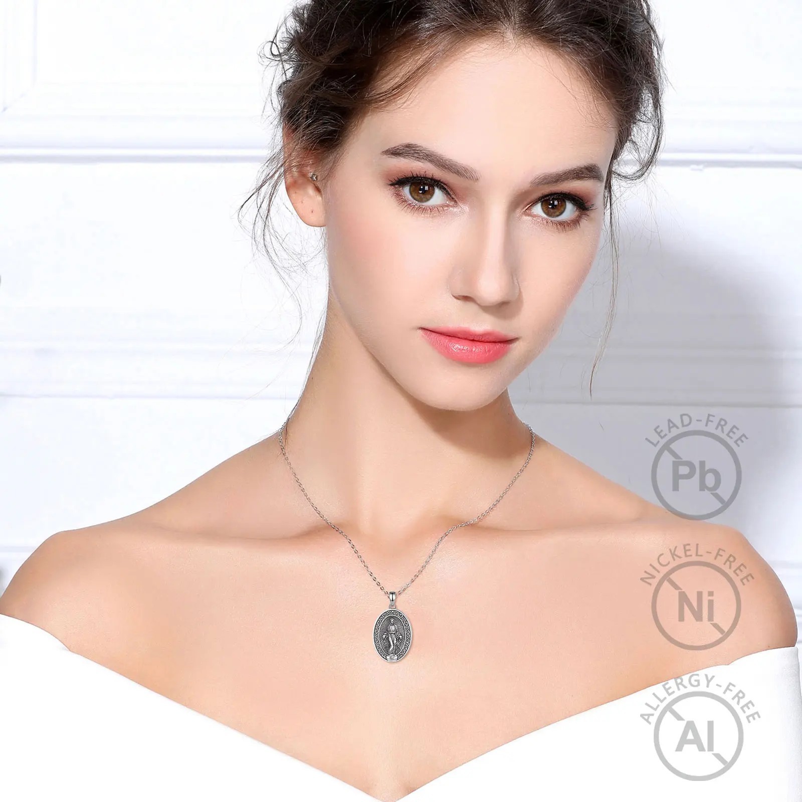 925 Sterling Silver Two-Sided Miraculous Medal Necklace