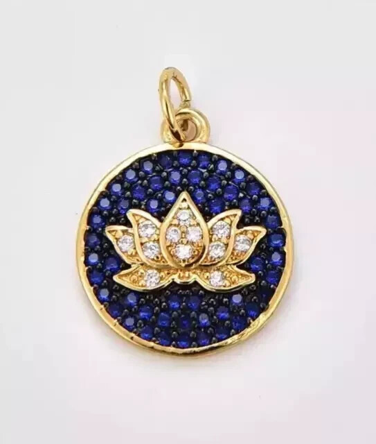 2Ct Round Cut Lab-Created Sapphire Lotus Flower Pendant 14K Yellow Gold Plated