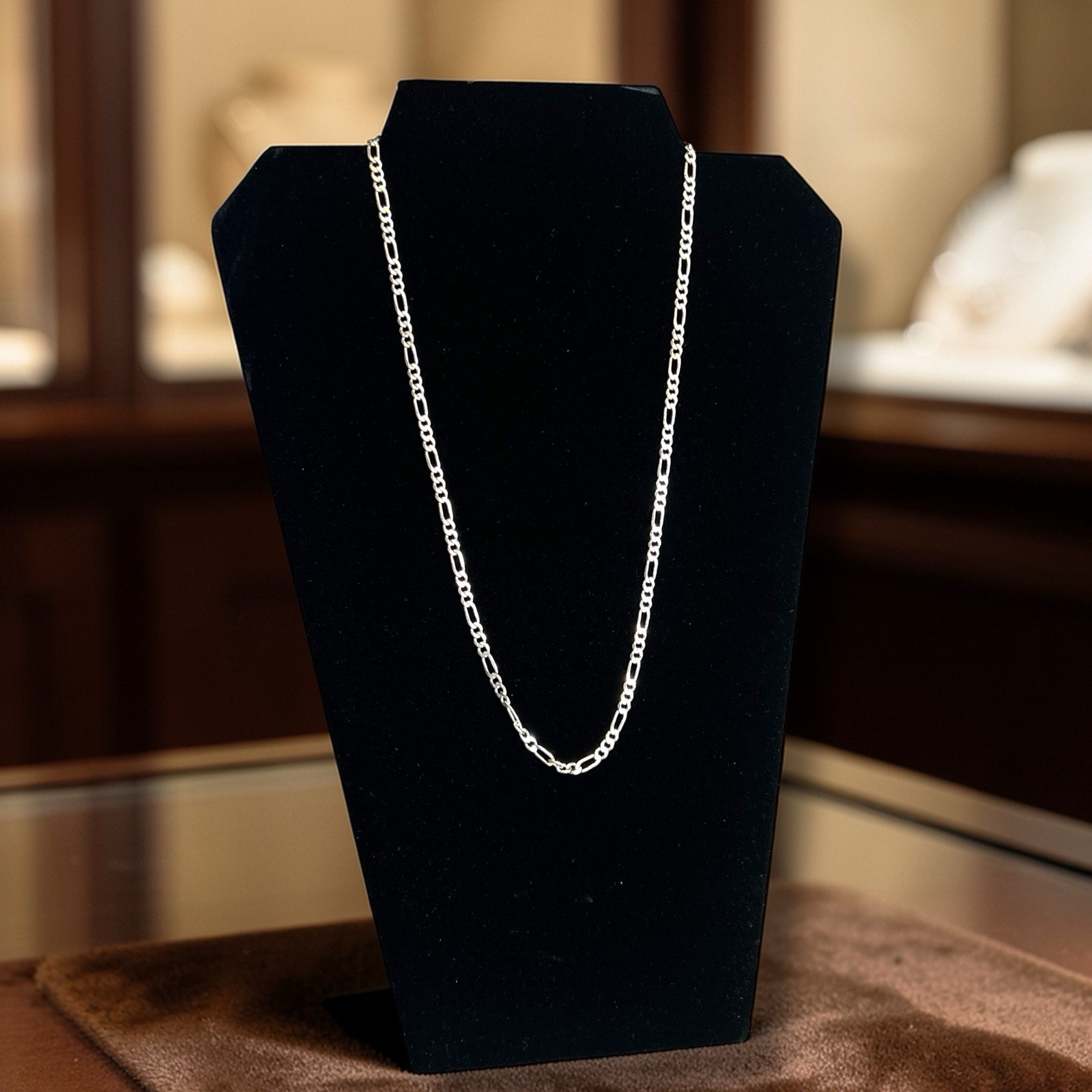 vintage 925 Sterling Silver Italy Figaro Chain Necklace 22” 11.3g ~ ES Mark