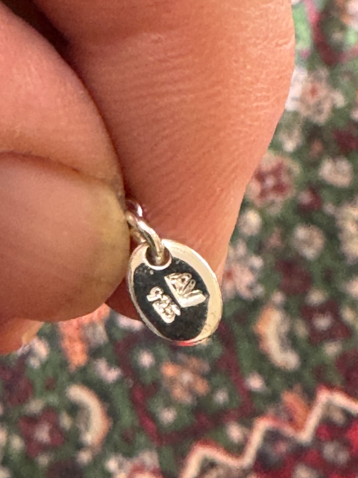 Vintage AV Sterling, silver oblong, unknown, solitary stone (Might be Larimar?)