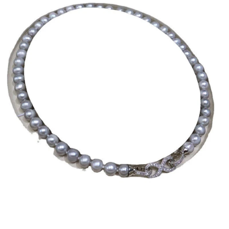 New beautiful 8-9 mm natural pink south sea pearl necklace S925 gift