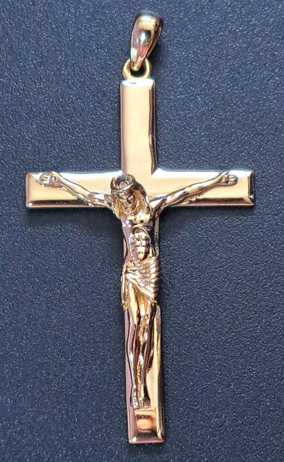 Mens 14k Gold Over 925 Sterling Silver Detailed Jesus Crucifix Cross Pendant 2″