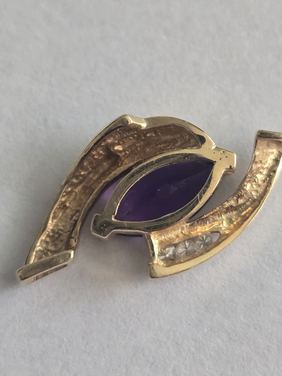 14K Yellow Gold Marquise Purple Amethyst Prong-Set Pendant