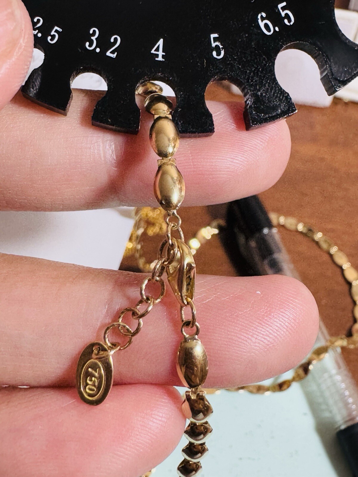 18K 750 Genuine Gold Chain Oval Link P Necklace 17”/18” Long 9.5g 3.5mm