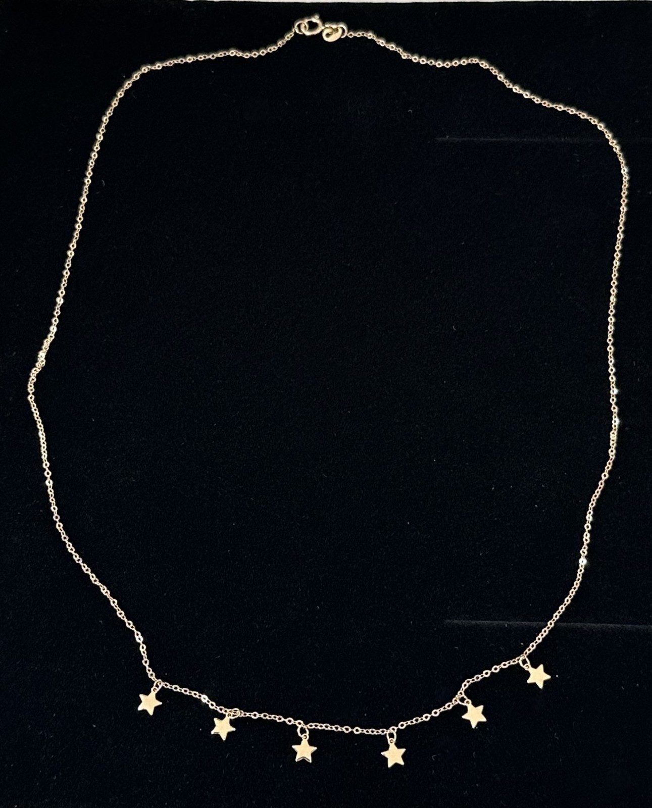 🆕14K YELLOW GOLD 6-STAR CHARM STATION Necklace 18 inches Italy