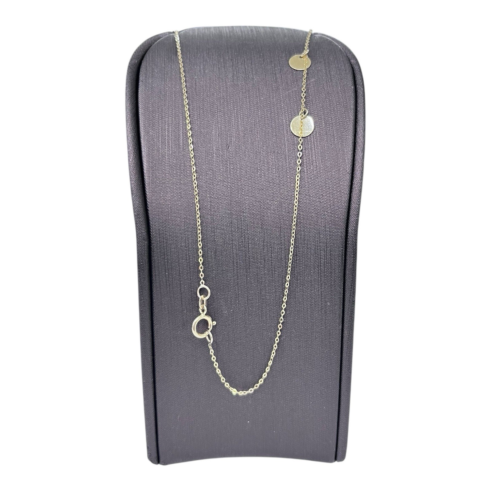9ct 9k Yellow Gold Disc Charm + Cable Choker Chain Necklace 1.07 Grams 34cm. New