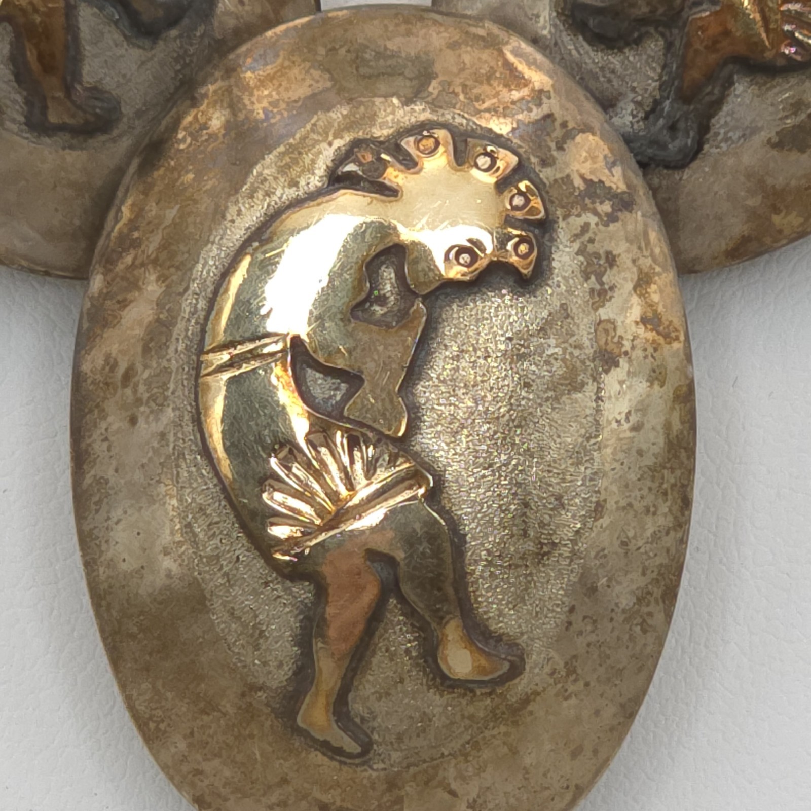 NA 925 Silver Native American Pillow Bead Necklace Kokopelli Signed SVY 23.5″