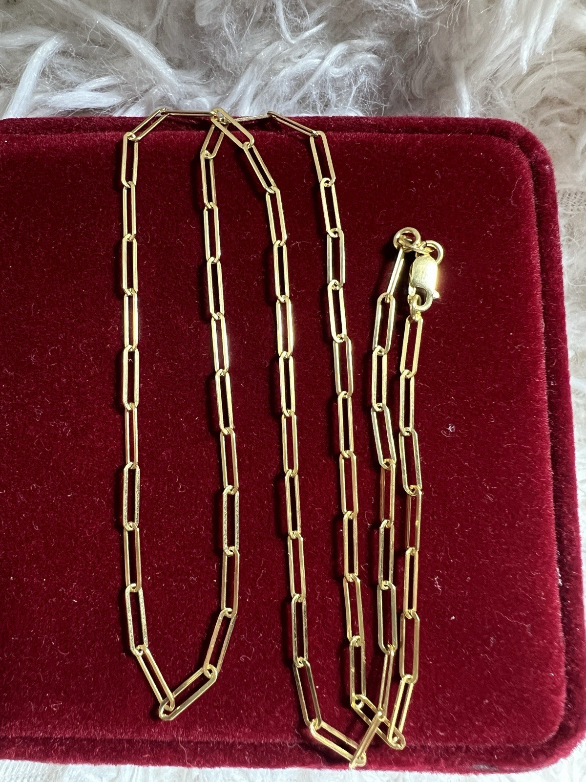 Solid 18k Yellow 18k Gold Paper clip Design Size 20” Long