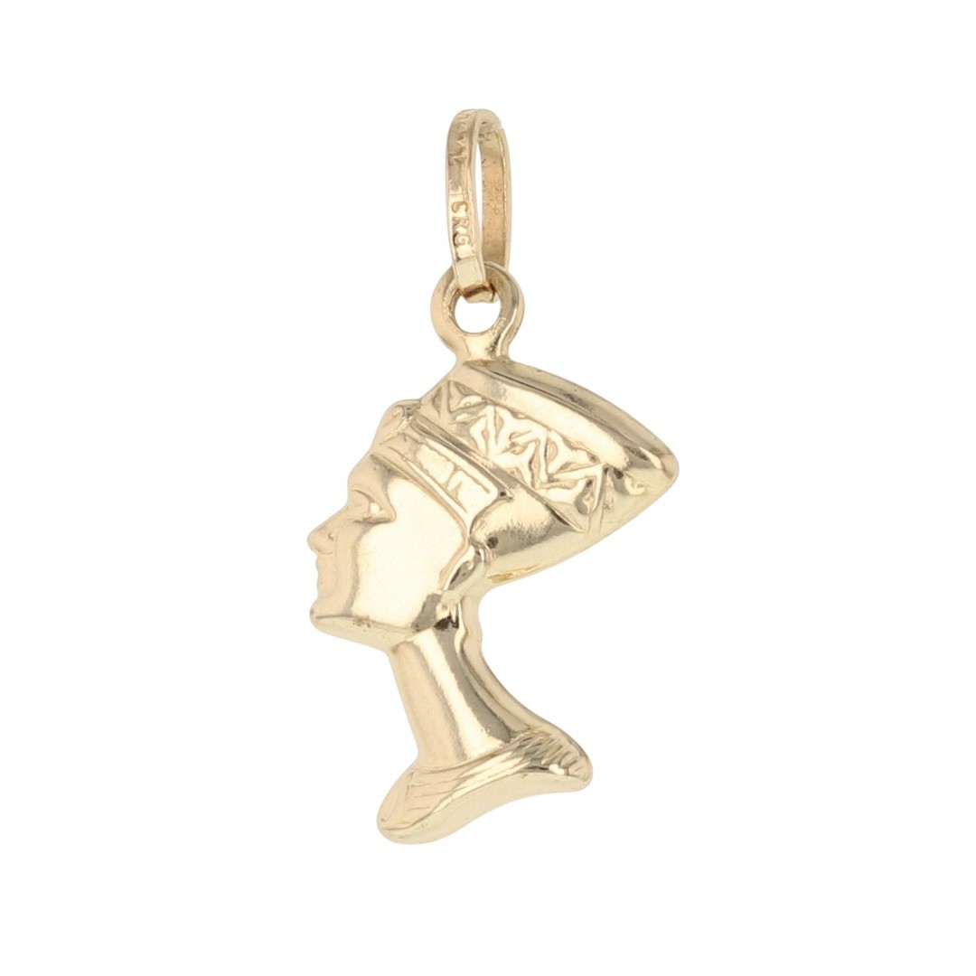 1″ Nefertiti Egyptian Queen Pendant without Chain 14k Yellow Gold 1.29 Grams