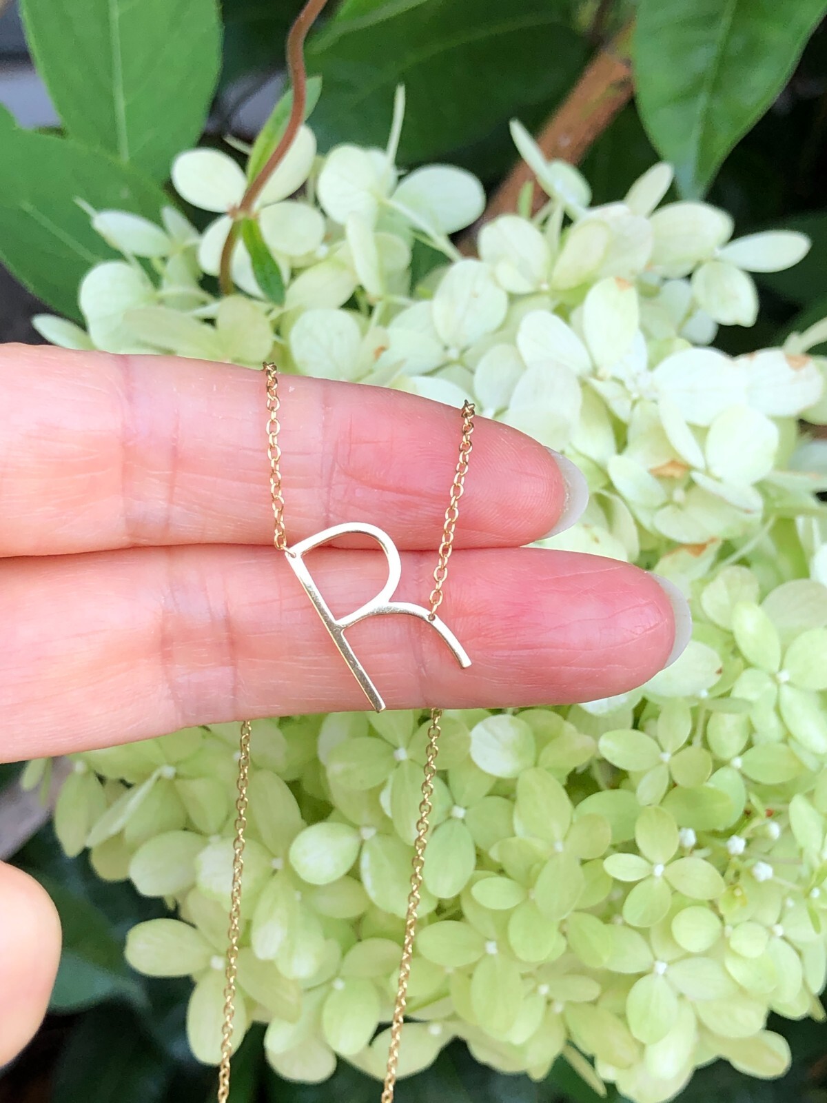 925 Sterling Silver Sideways Initial Letter R Pendant Necklace Gold Women 16mm