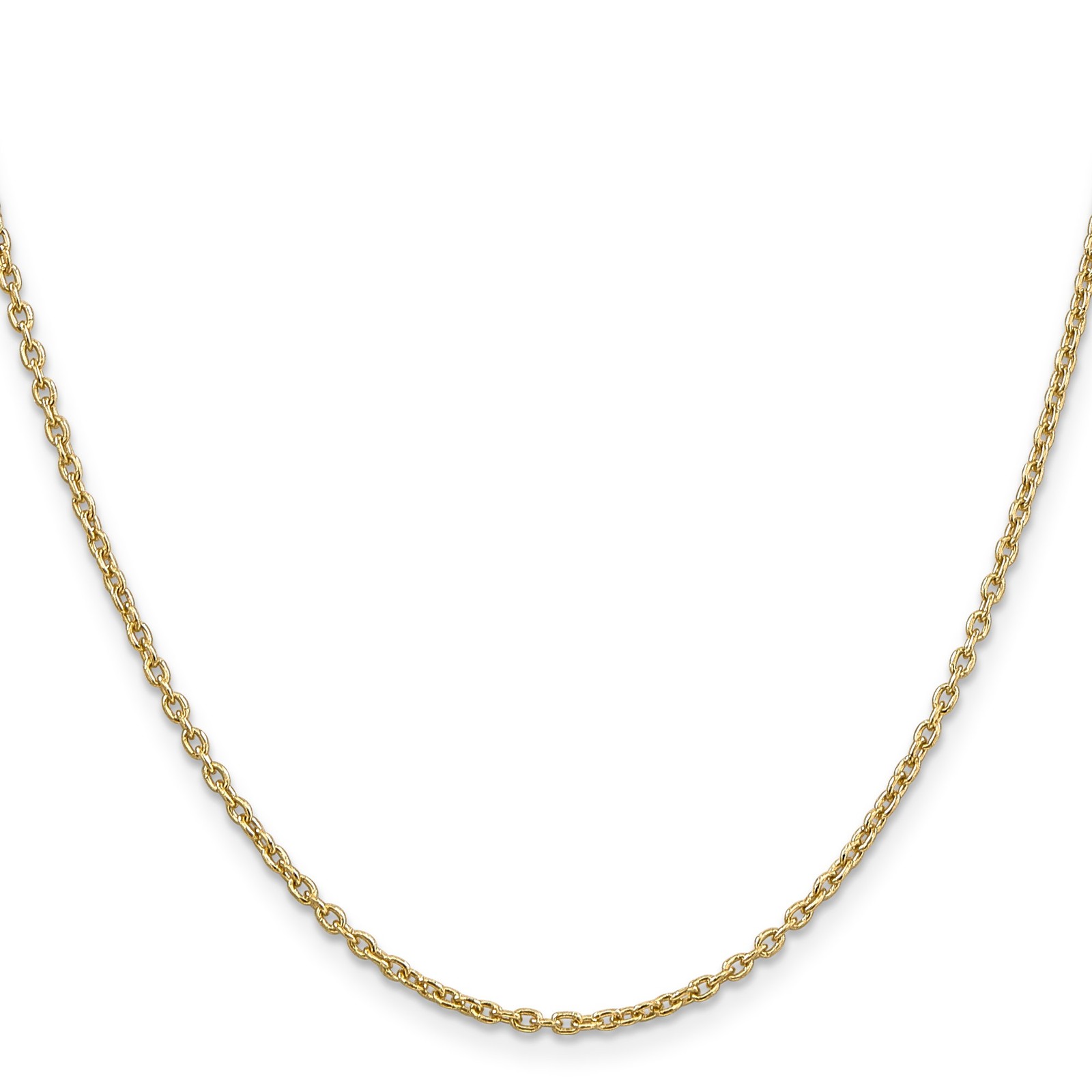 14K 24 inch 2mm Round Open Link Cable with Lobster Clasp Chain Necklace Mens