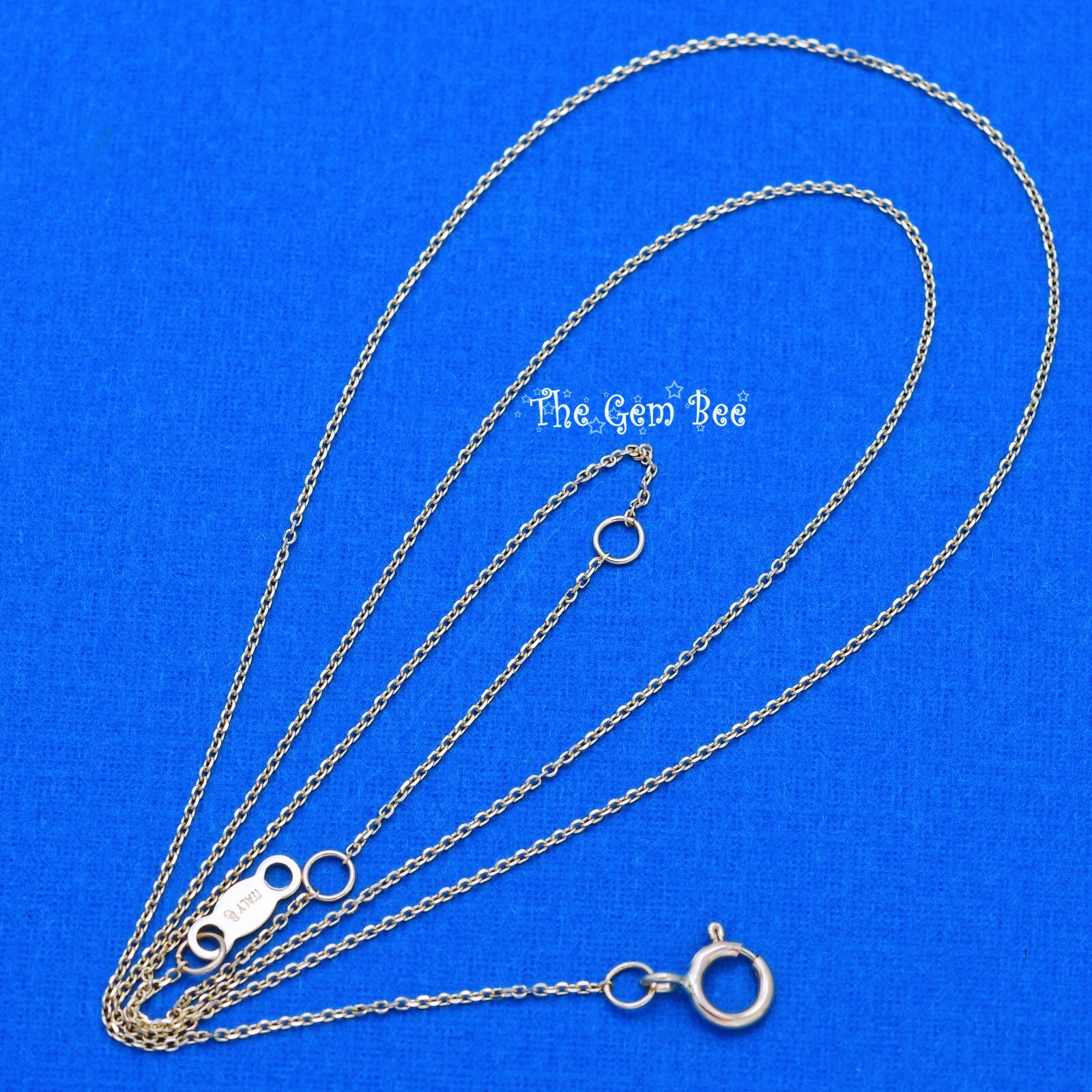 14K Yellow GOLD 0.8mm Cable Chain Necklace 16 17 18 inch Adjustable Length clasp
