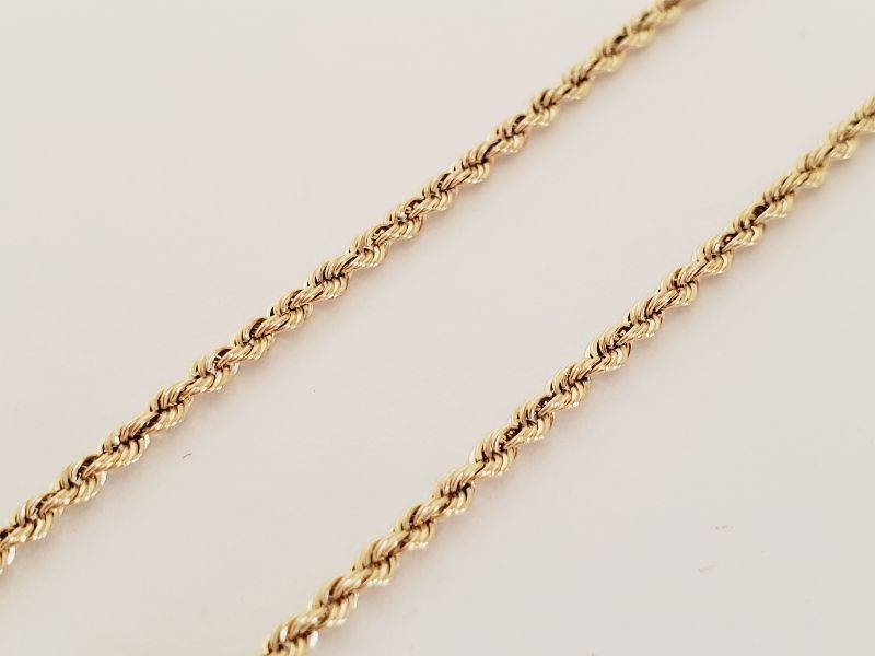 14k Yellow Gold Rope Chain 18.5 Inch Solid 2mm width