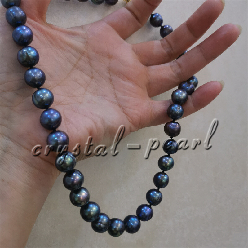 36″ 30 ” 22″20″ 18″ natural 9-10 mm AAA+ Tahitian black PEARL NECKLACE 14K GOLD