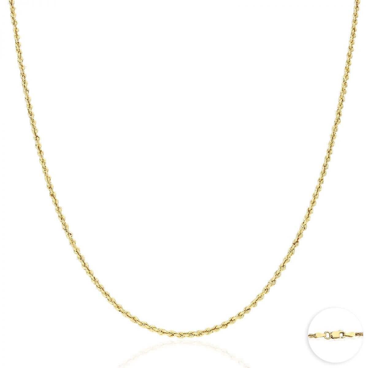10K Real Gold 1.8mm-9mm Hollow Rope Chain Necklace 16″-30″