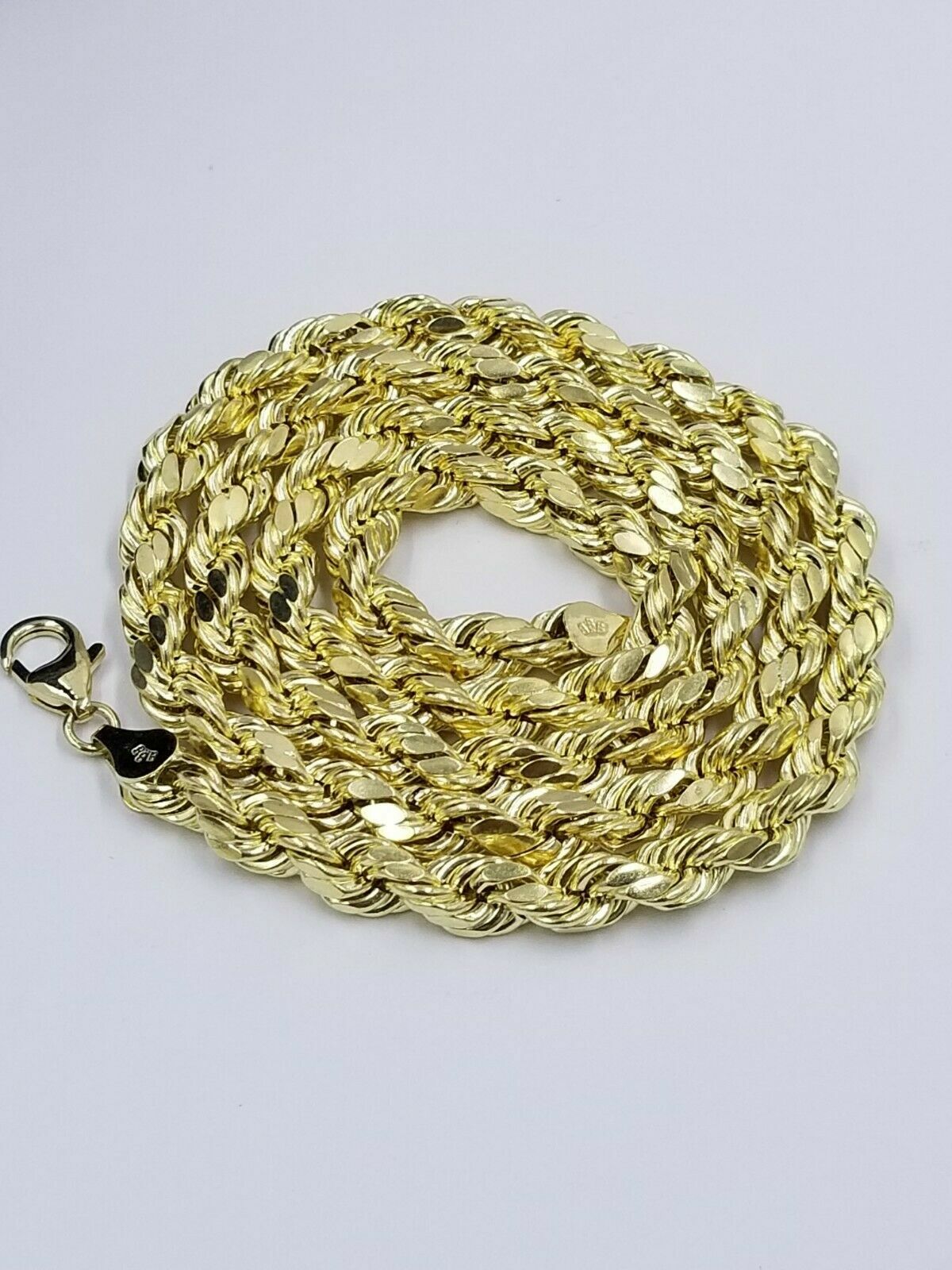 10k Gold Rope Chain 2mm-8mm Necklace 16-30 Inch men women Diamond cut Real Sale