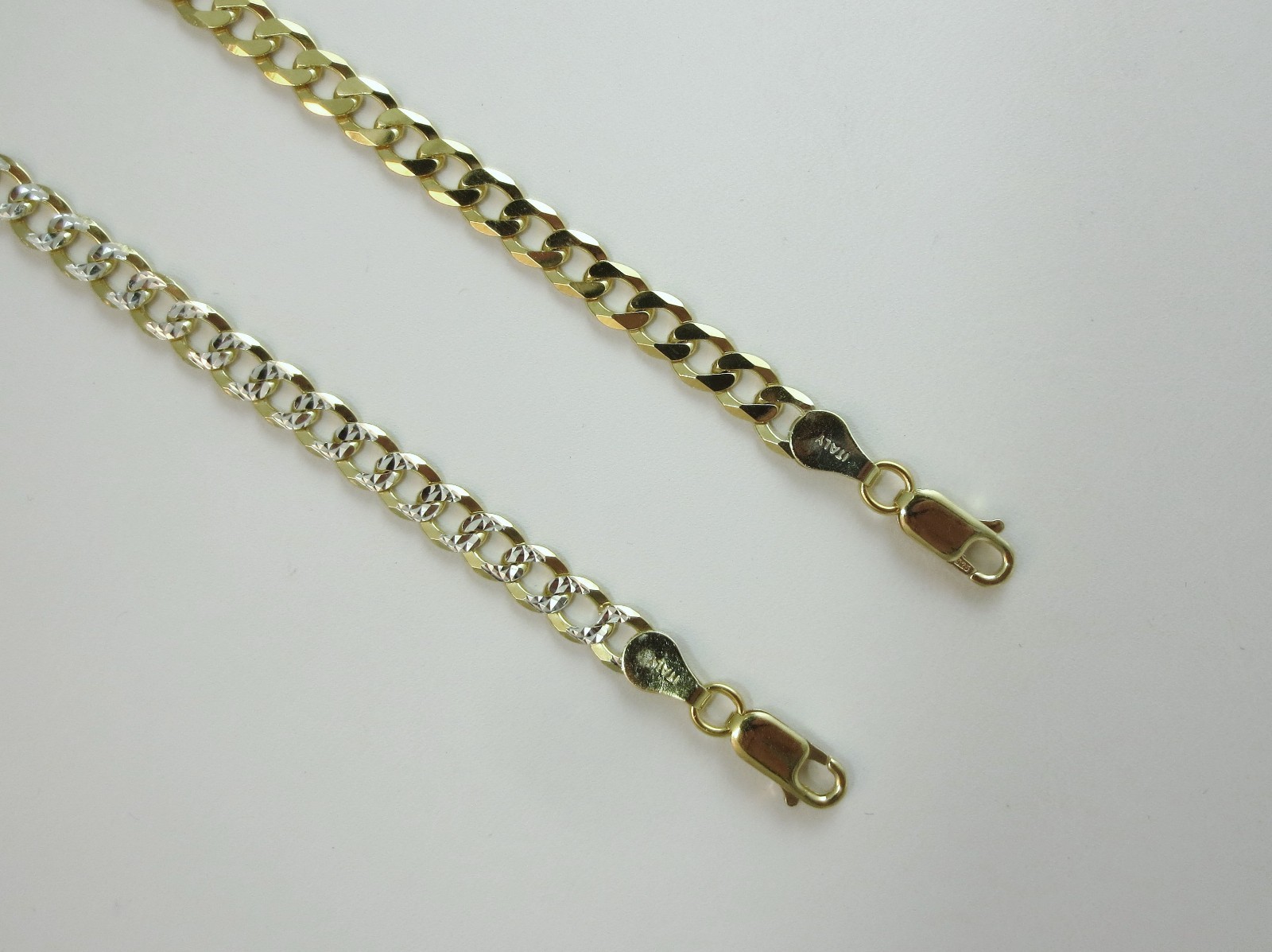 5.5mm Curb Pave Chain. Vermeil – Gold over Sterling Silver 2 tone, 18 to 30 Inch