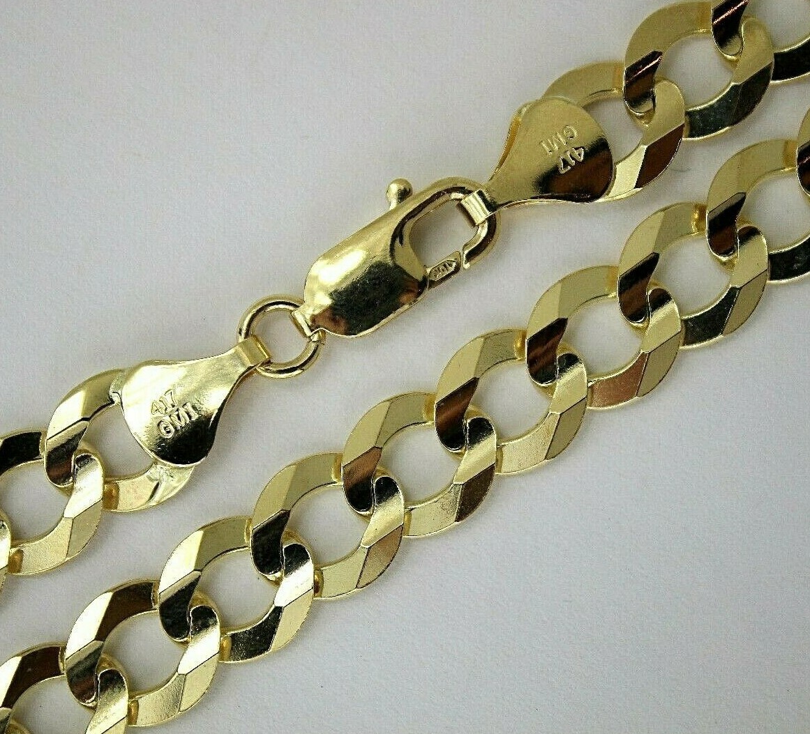 10K Solid Gold Cuban Link Necklace Chain Bracelet for Men Women 3mm~14mm 7″~30″