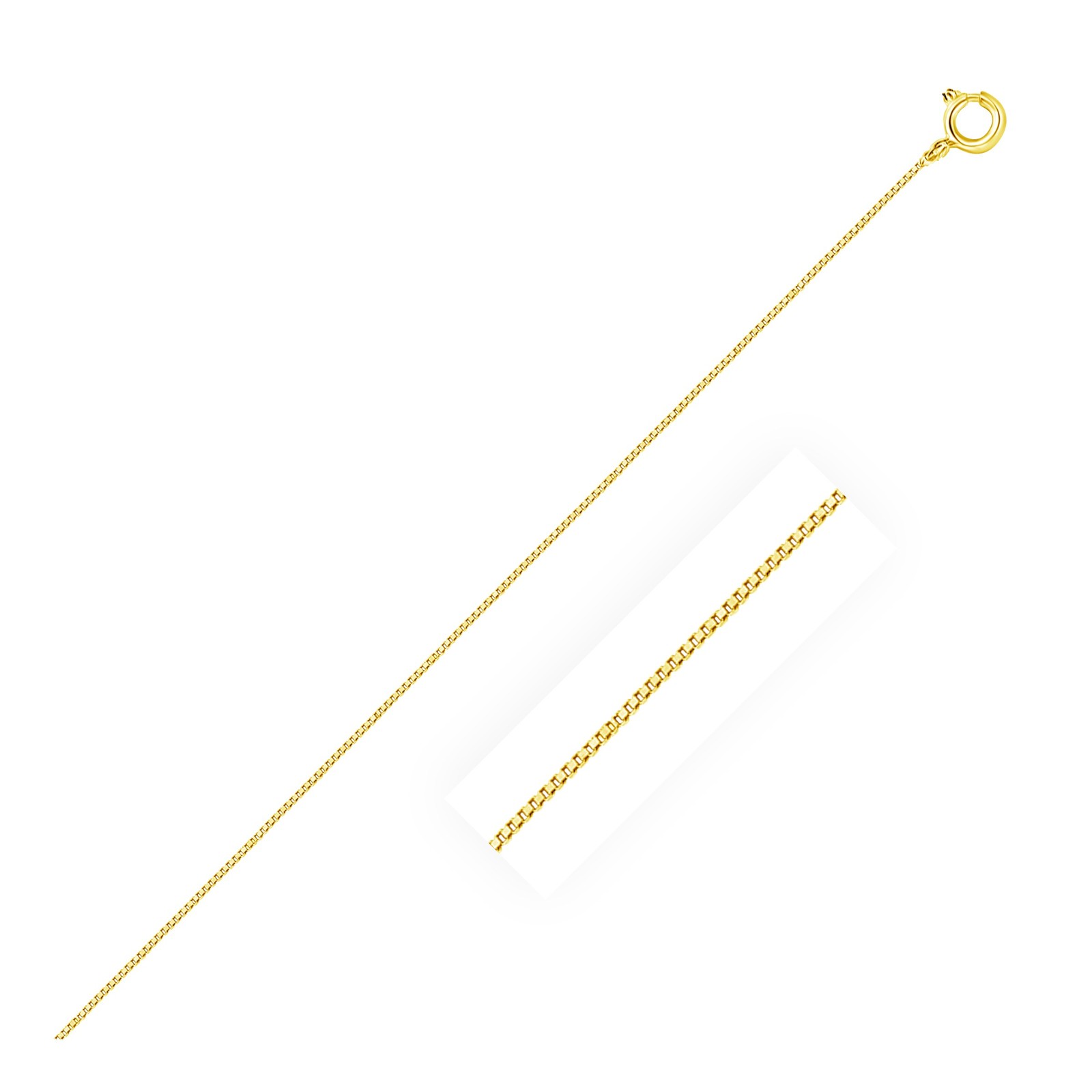 Classic Box Chain, 14K Yellow Gold, Sizes 16-20, 0.45 mm, Polished, Dainty