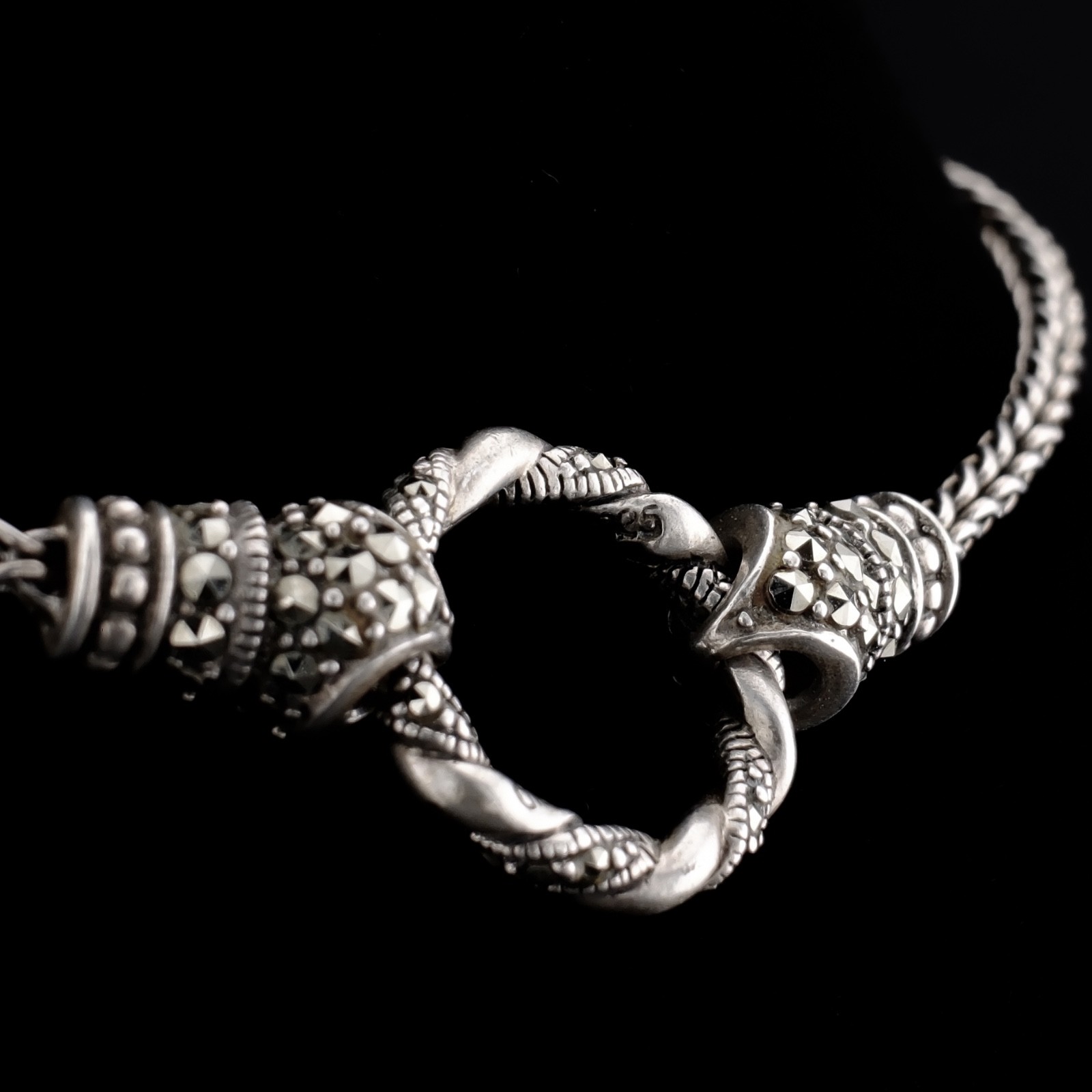 925 Sterling Silver Wheat Chain Necklace Designer Style Marcasite Ring 16” 15g