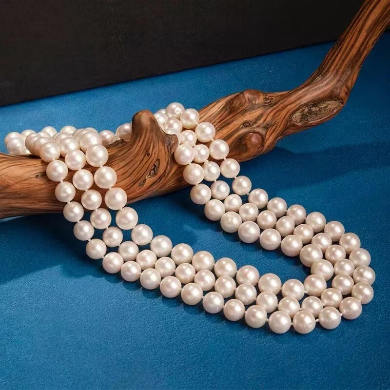 classic 8-9mm south sea white pearl necklace 48 inch 925s