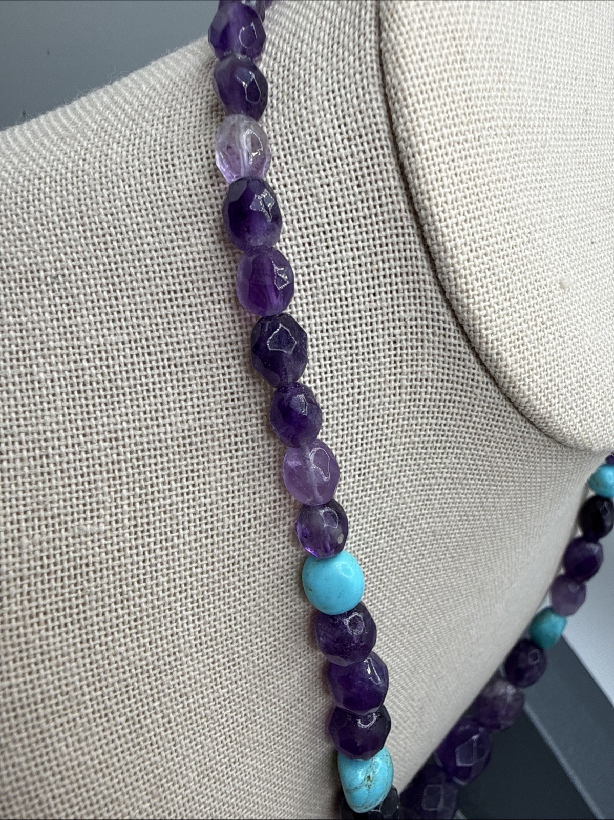 Jay King Natural Amethyst & Turquoise Sterling Silver Beaded Necklace