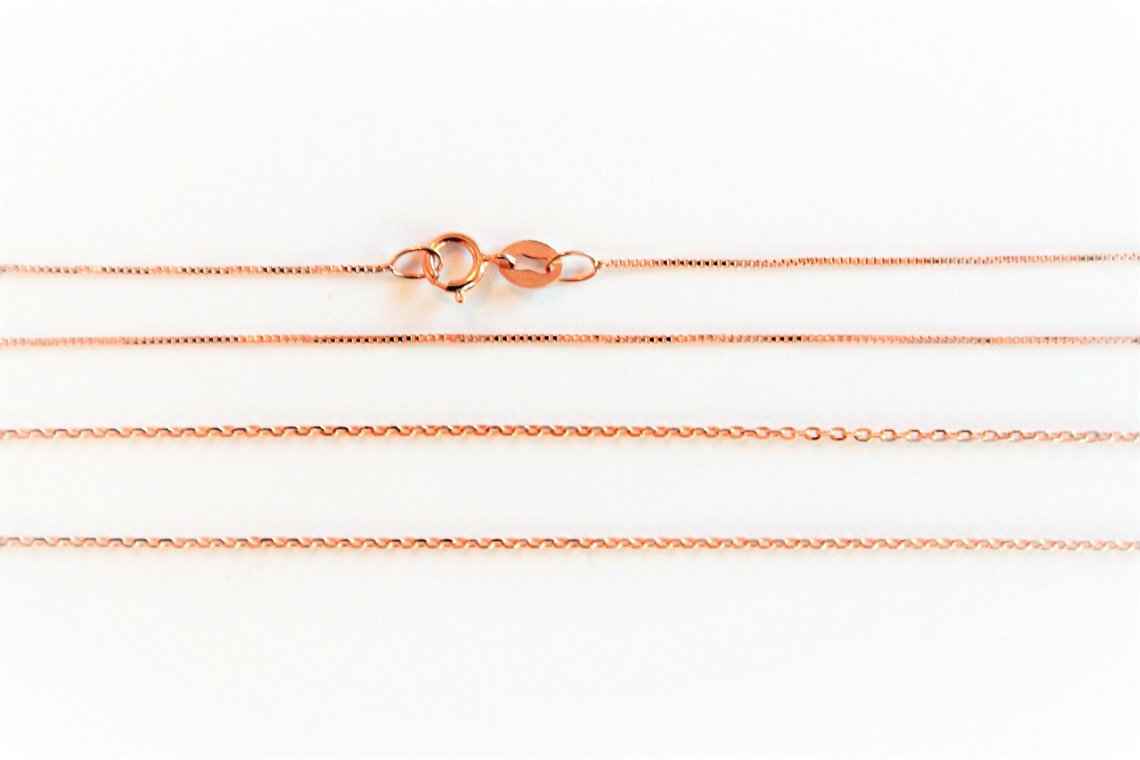 10K Solid Rose Gold Rolo (1mm) & Box (0.6mm) Chain 16-24″