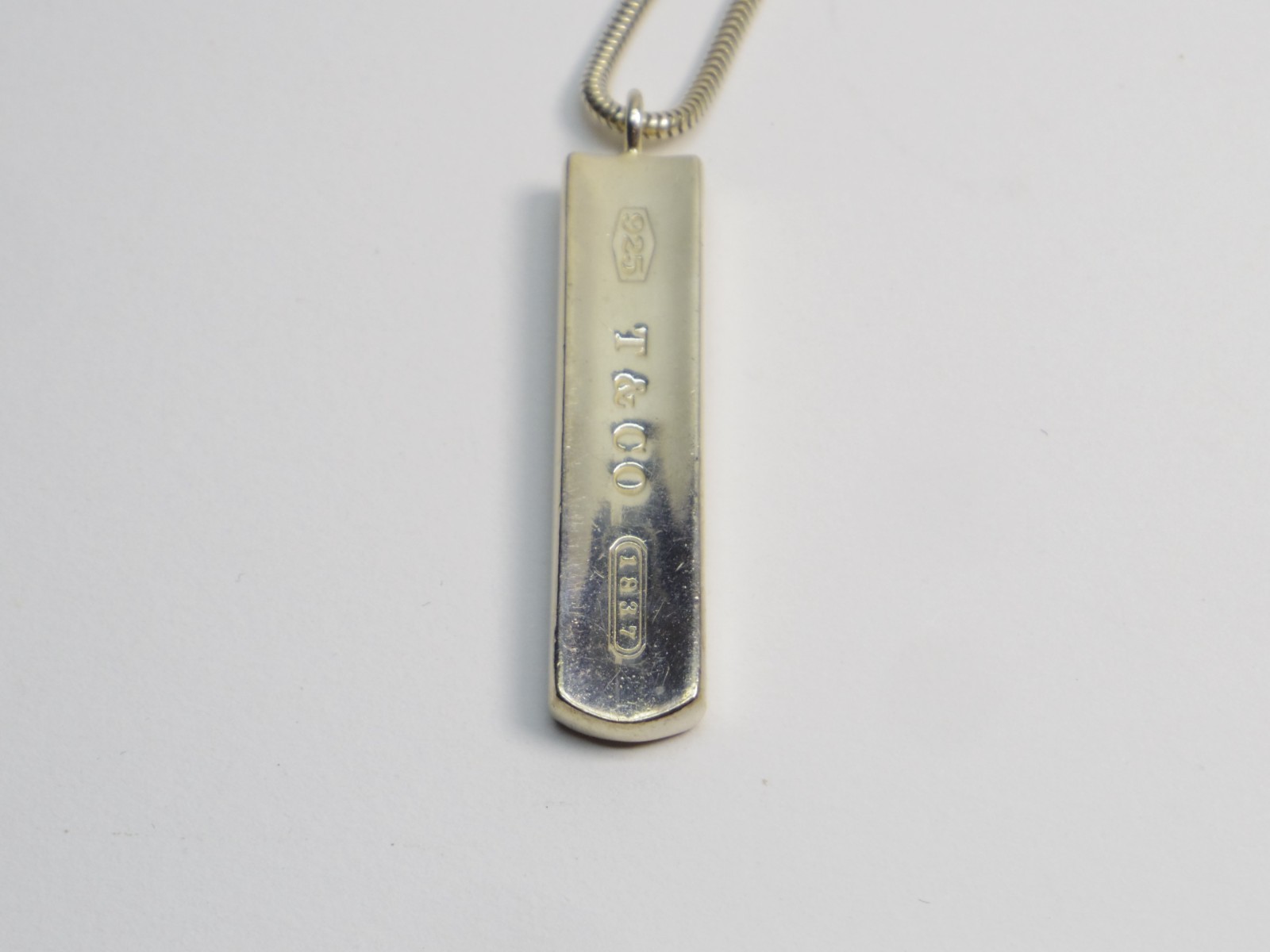 TIFFANY & Co. 1837 Bar Plate Pendant Necklace Chain Silver SV925 excellent