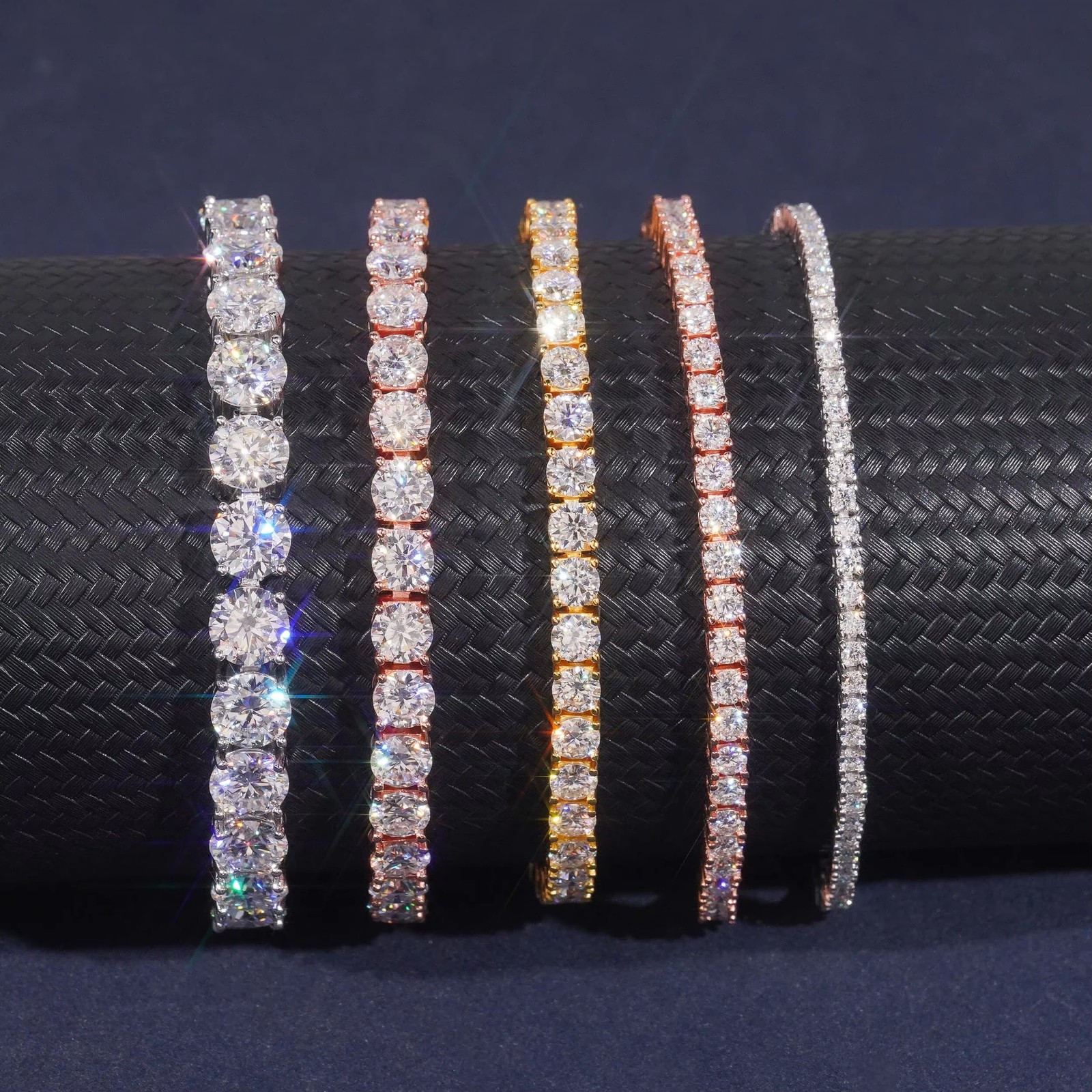 2-6.5mm VVS1 Moissanite Tennis Chain Necklace Men Women 925 Sterling Silver Gift