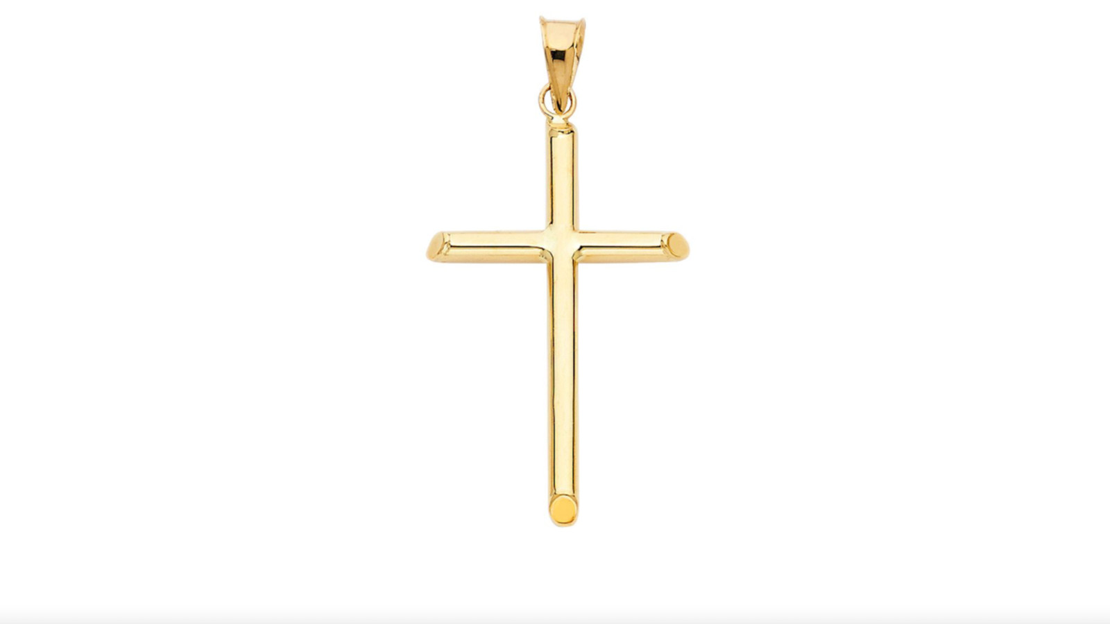 14K Real Gold Crucifix 45mm/1.7” Tube Cross Pendant, 14K Real Gold Cross- PT15