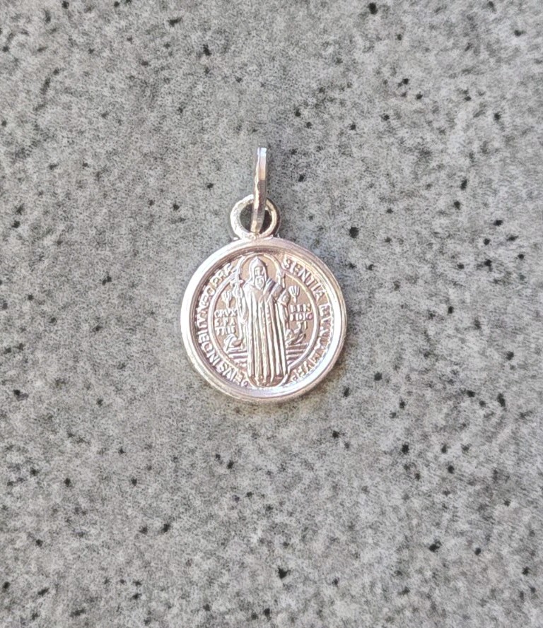San Benito Charm St Benedict Mini Medal Pendant Baby 925 Mex. Sterling Silver