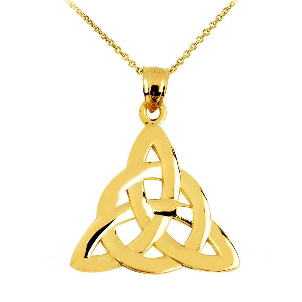 Gold Celtic Trinity Pendant Necklace (Available in Yellow/Rose/White Gold)