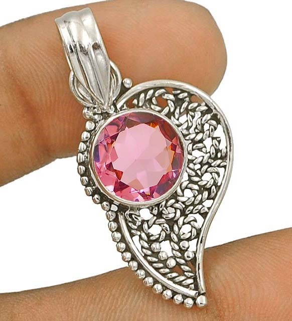 Natural 3CT Kunzite 925 Solid Sterling Silver Pendant 1 1/2” Long @B2-9