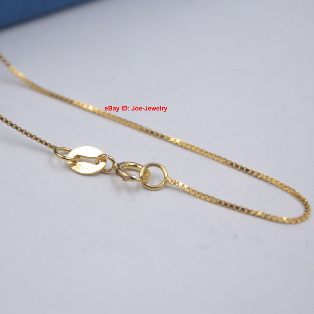 Gold Plated 925 Sterling Silver Necklace 0.7mm Box Link Women’s Chain 17.7inch