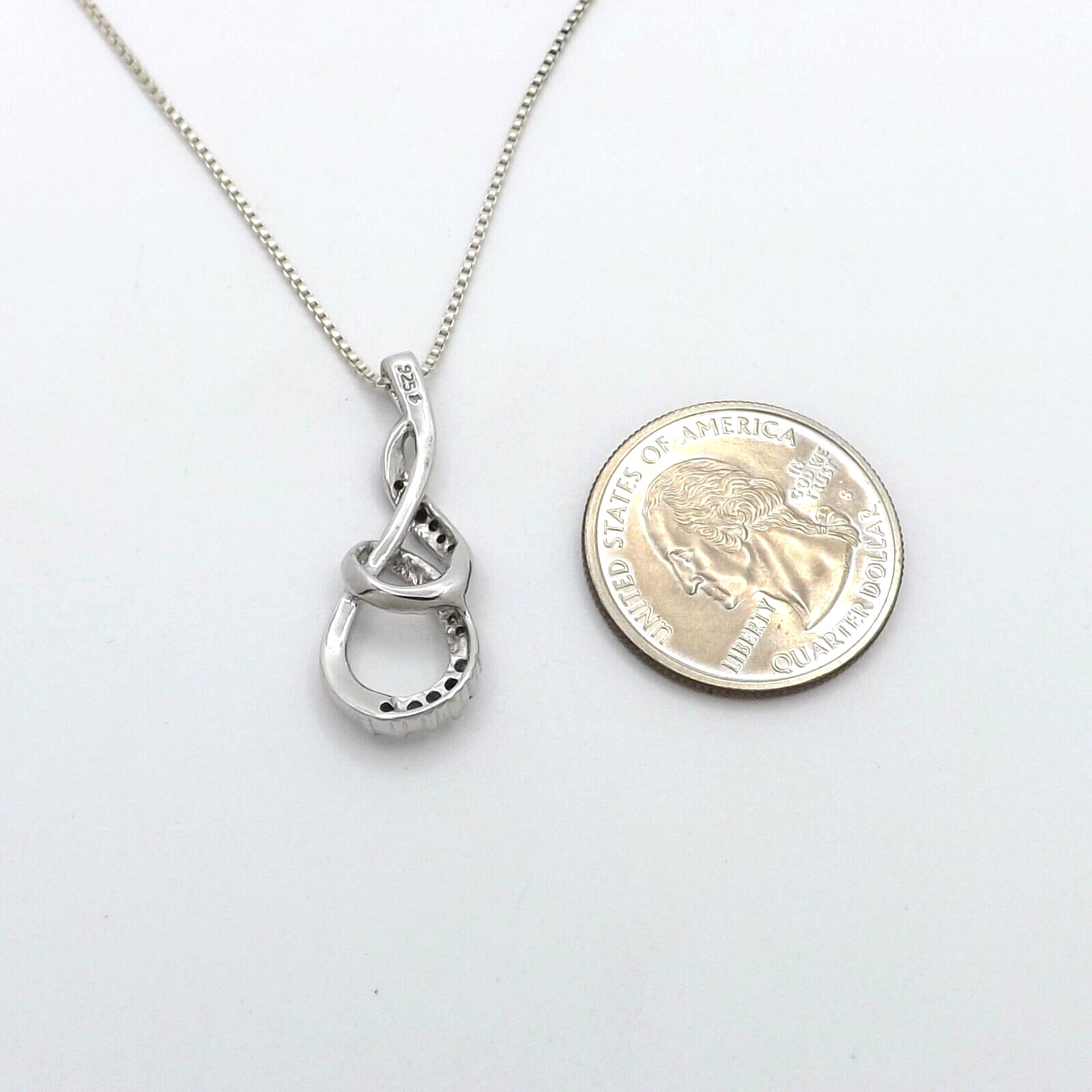Sterling Silver Natural Diamond Infinity Figure 8 Pendant Necklace 23in
