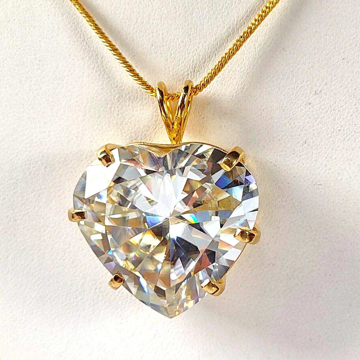 RARE 20 Ct Certified Off White Treated Diamond Solitaire Pendant in 925 Silver