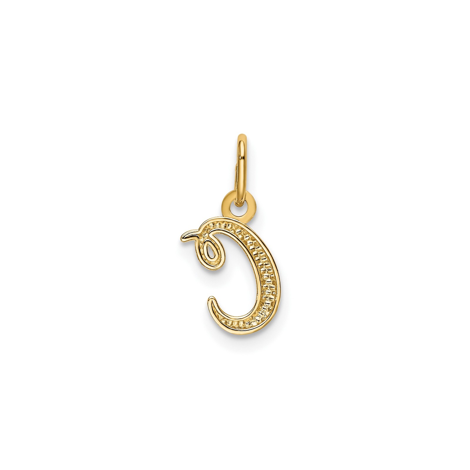 10k Yellow Gold Cursive Letter C Pendant Charm for Women Polished Monogram