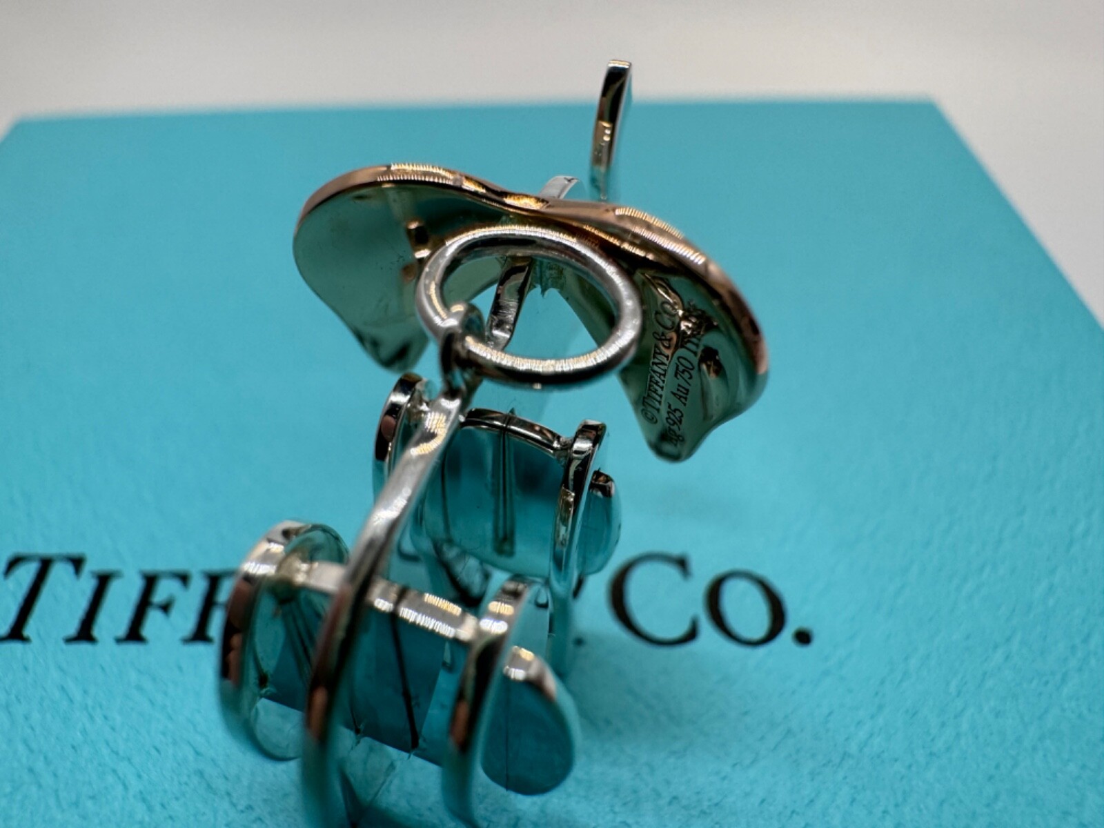 Tiffany & Co. Save the Wild Elephant Charm in Sterl Silver/ 18 K R Gold Italy