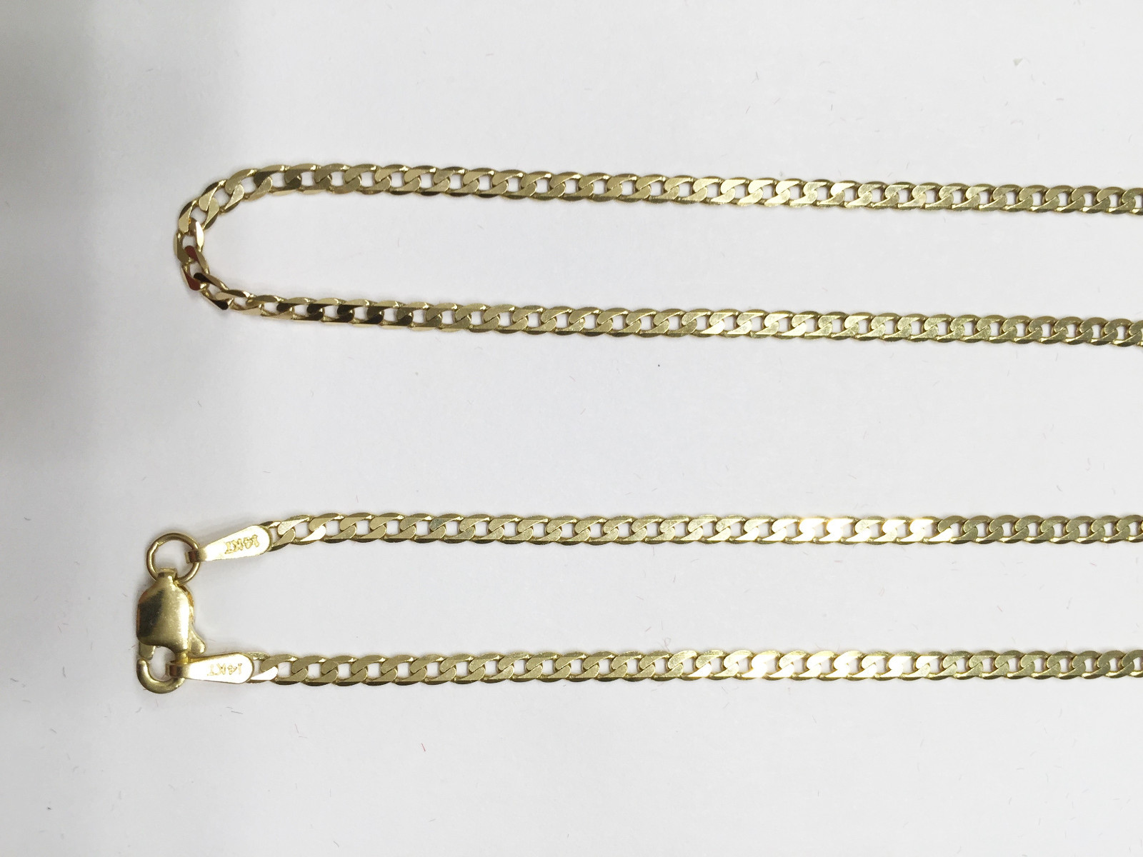14K Solid Real Yellow Gold Flat Cuban Chain 20″, 22 inches – Width 2 MM – C5859