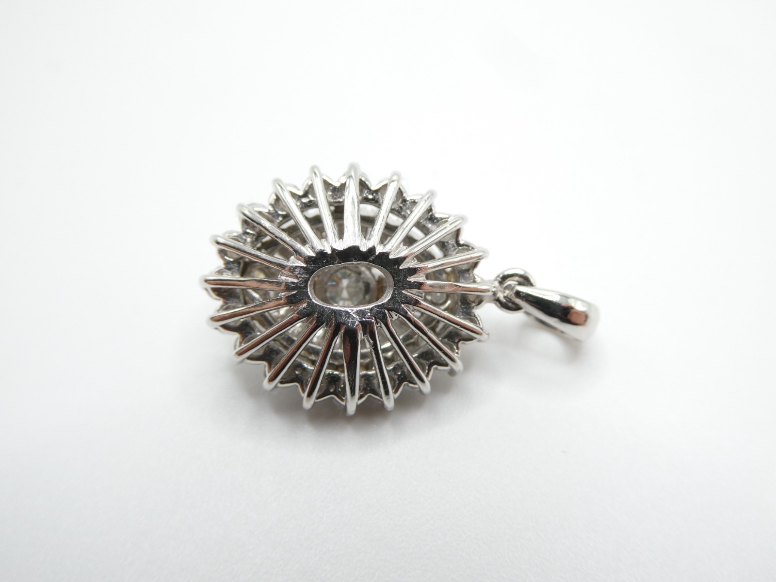 Pt900 Platinum 1.65ctw Diamond Ballerina Cluster Pendant Vintage Retro 7.4g