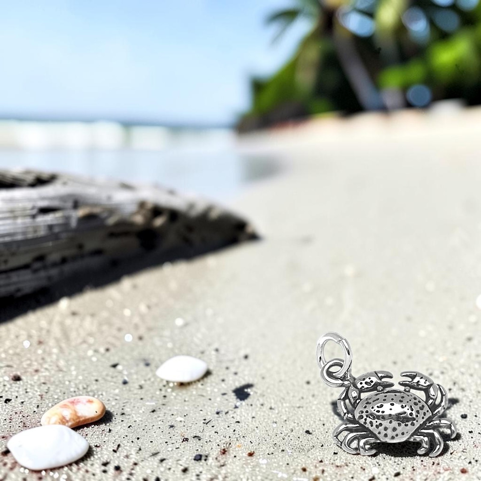 Sterling Silver Crab Charm Pendant Necklace-925 Sterling Silver #C118